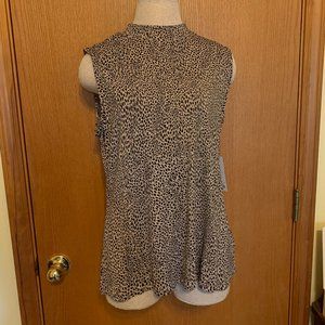 Leopard Print Mock Neck Top
